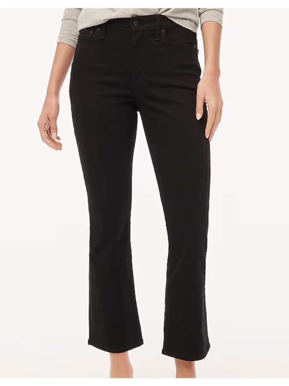 J. Crew Factory Mid Rise Flare Cropped Jeans Black Sz 26‎ BT057